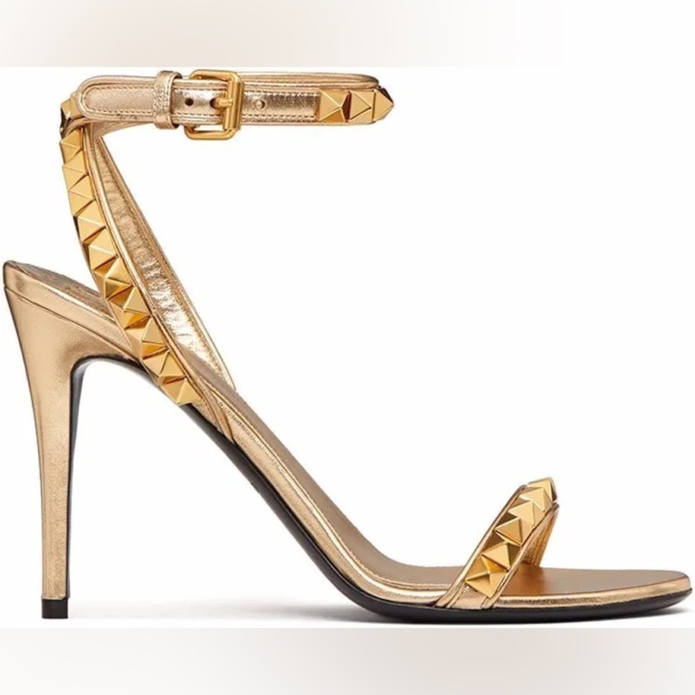 Gold Valentino Rockstud Sandals. Only worn once. Comes with box and dust bags.
